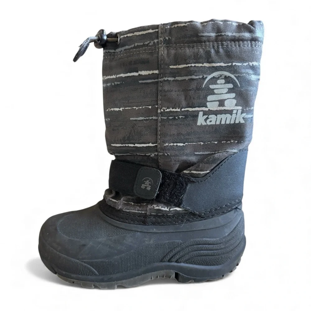 Kamik Kids Waterproof Snow Boots Insulated Warm Winter Shoes Gray Black Size 13